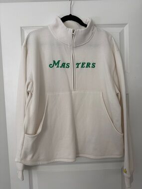 Masters Cream Quarter-Zip Pullover with Green Embroidery